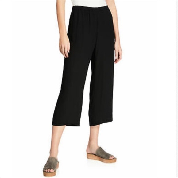 Eileen Fisher Signature Crop Culotte Pants Black - Picture 1 of 5